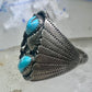 Navajo Turquoise Ring leaves feathers band size10.7 sterling silver women men signed J TSO