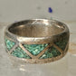 Zuni ring turquoise chips wedding band size 6 sterling silver women men