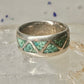 Zuni ring turquoise chips wedding band size 6 sterling silver women men