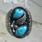 Navajo Turquoise Ring leaves feathers band size10.7 sterling silver women men signed J TSO