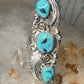 Navajo ring long turquoise leaves size 6.75 sterling silver women signed RB