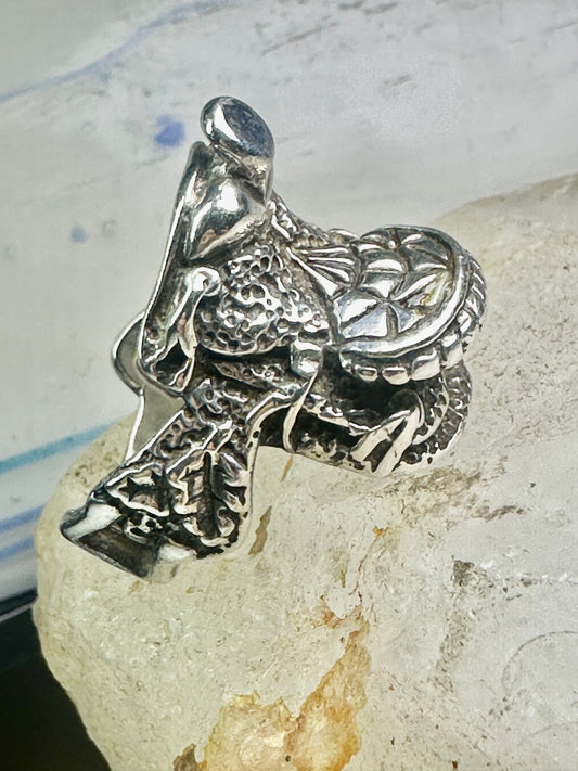 Vintage Saddle ring southwest cowgirl size 8.75 sterling silver women signed SC