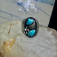 Navajo Turquoise Ring leaves feathers band size10.7 sterling silver women men signed J TSO