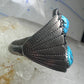 Navajo Turquoise Ring leaves feathers band size10.7 sterling silver women men signed J TSO