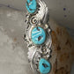 Navajo ring long turquoise leaves size 6.75 sterling silver women signed RB