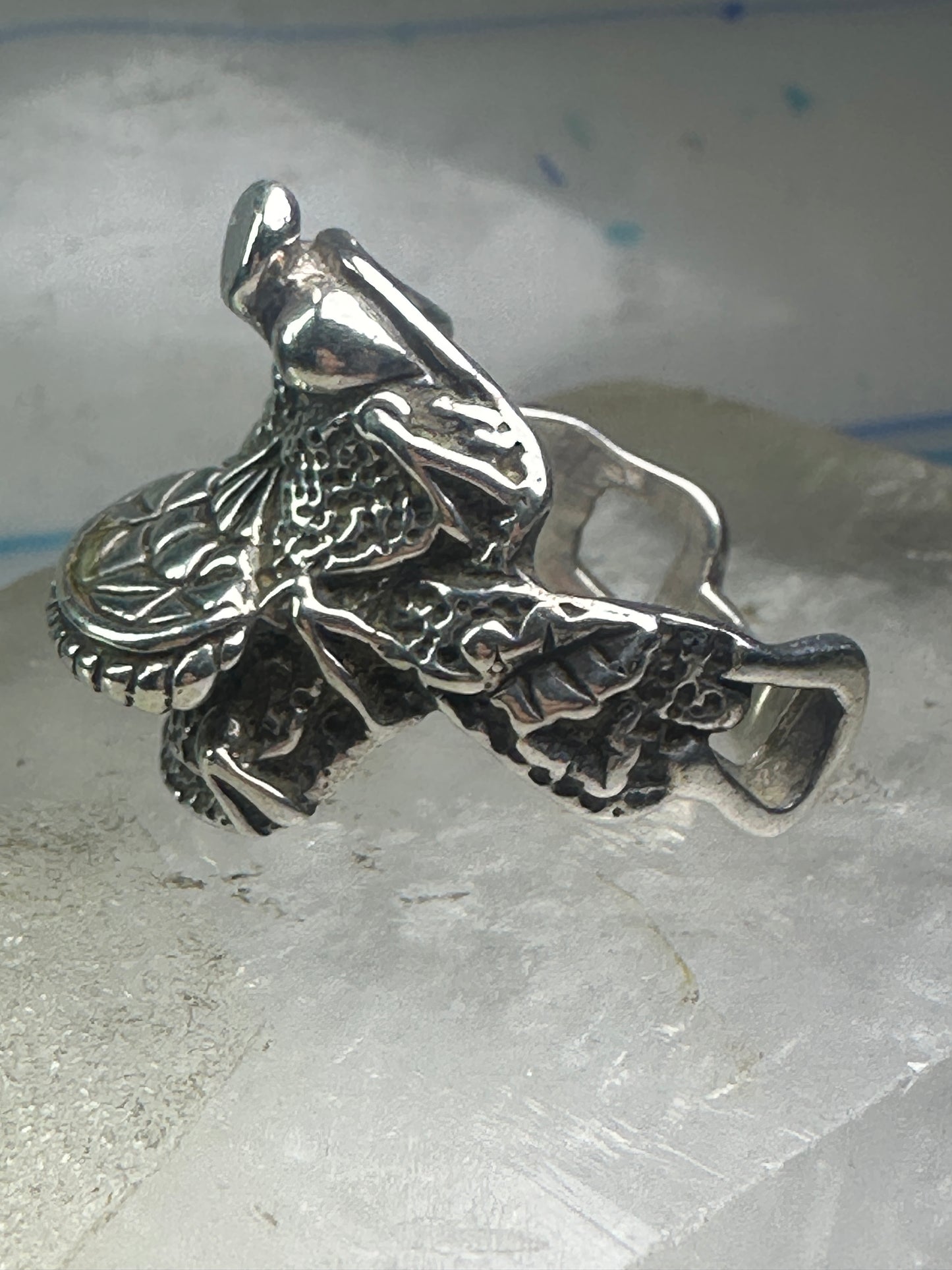 Vintage Saddle ring southwest cowgirl size 8.75 sterling silver women signed SC