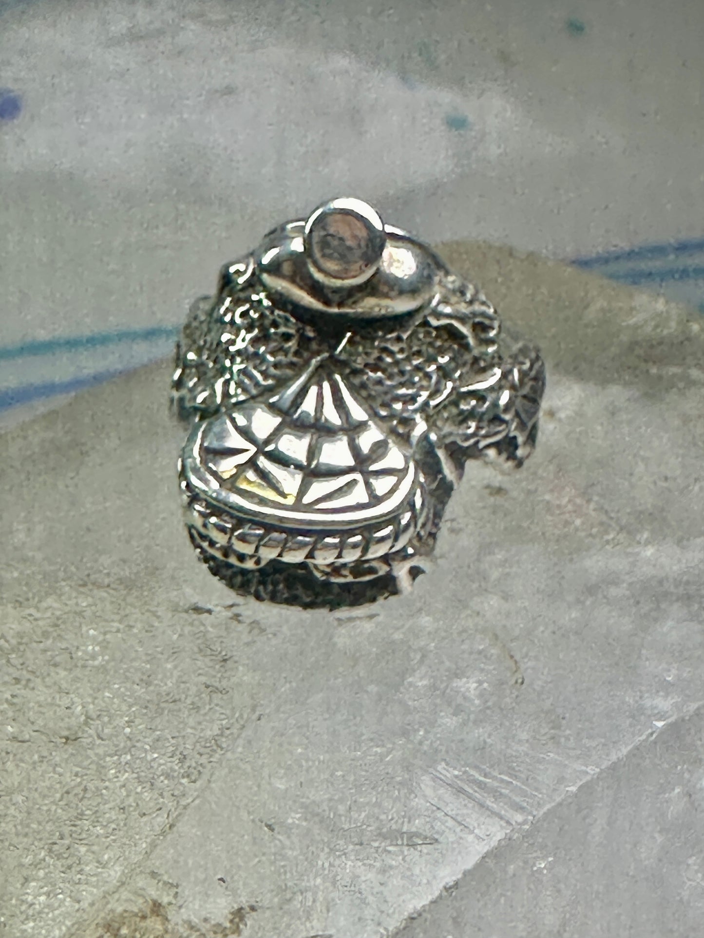 Vintage Saddle ring southwest cowgirl size 8.75 sterling silver women signed SC