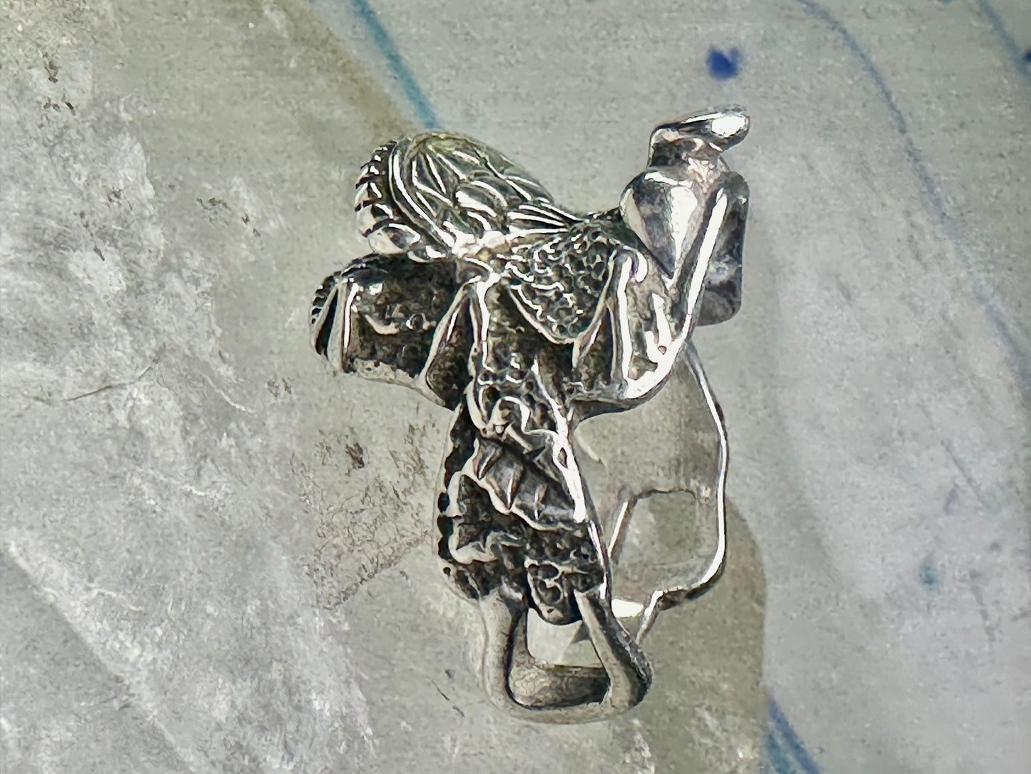 Vintage Saddle ring southwest cowgirl size 8.75 sterling silver women signed SC