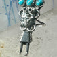 Vintage Kachina ring Navajo turquoise size 7.2 sterling silver women signed CPH