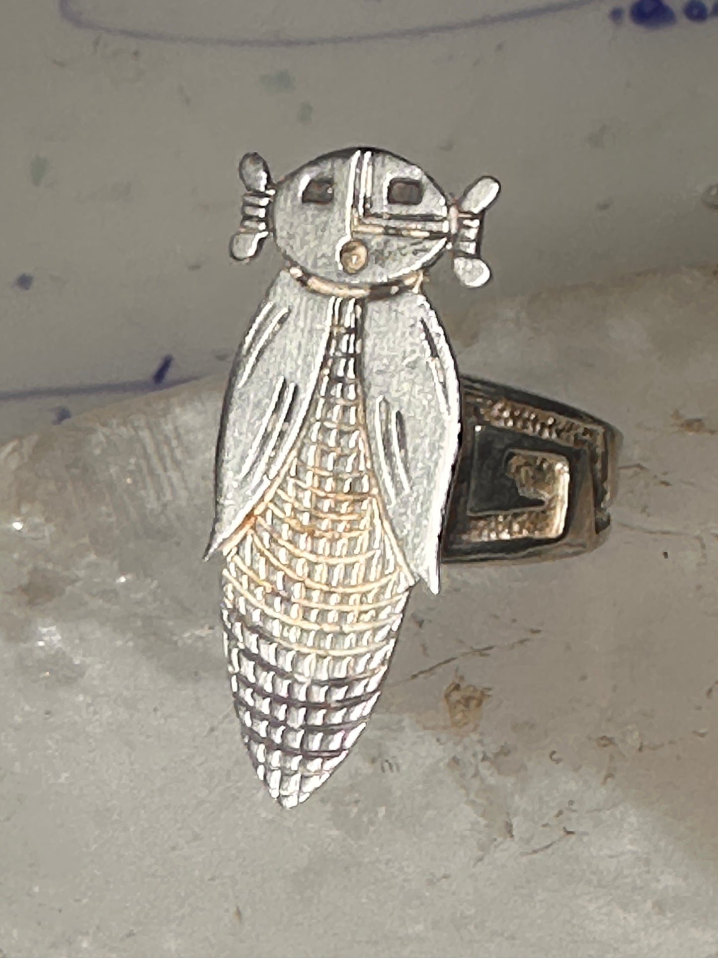Corn Maiden ring  Navajo band size 7 sterling silver women