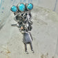 Vintage Kachina ring Navajo turquoise size 7.2 sterling silver women signed CPH