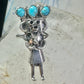 Vintage Kachina ring Navajo turquoise size 7.2 sterling silver women signed CPH