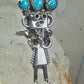 Vintage Kachina ring Navajo turquoise size 7.2 sterling silver women signed CPH