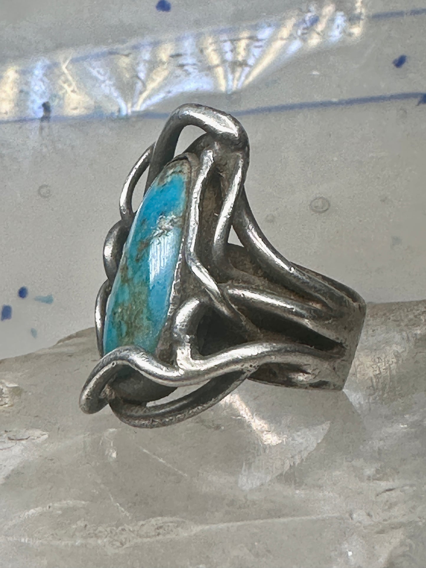 Turquoise ring size 6 turquoise brutalist southwest sterling silver sterling women