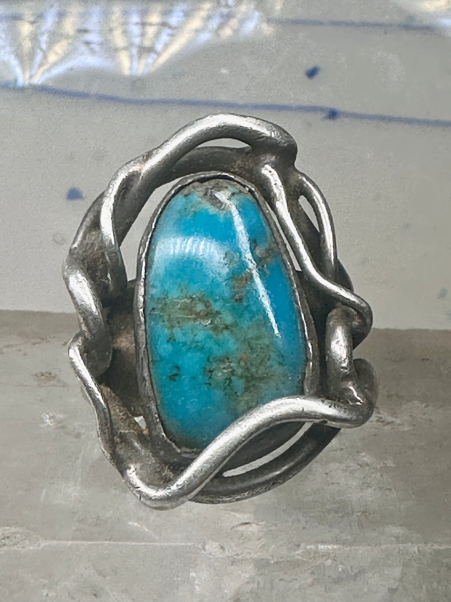 Turquoise ring size 6 turquoise brutalist southwest sterling silver sterling women