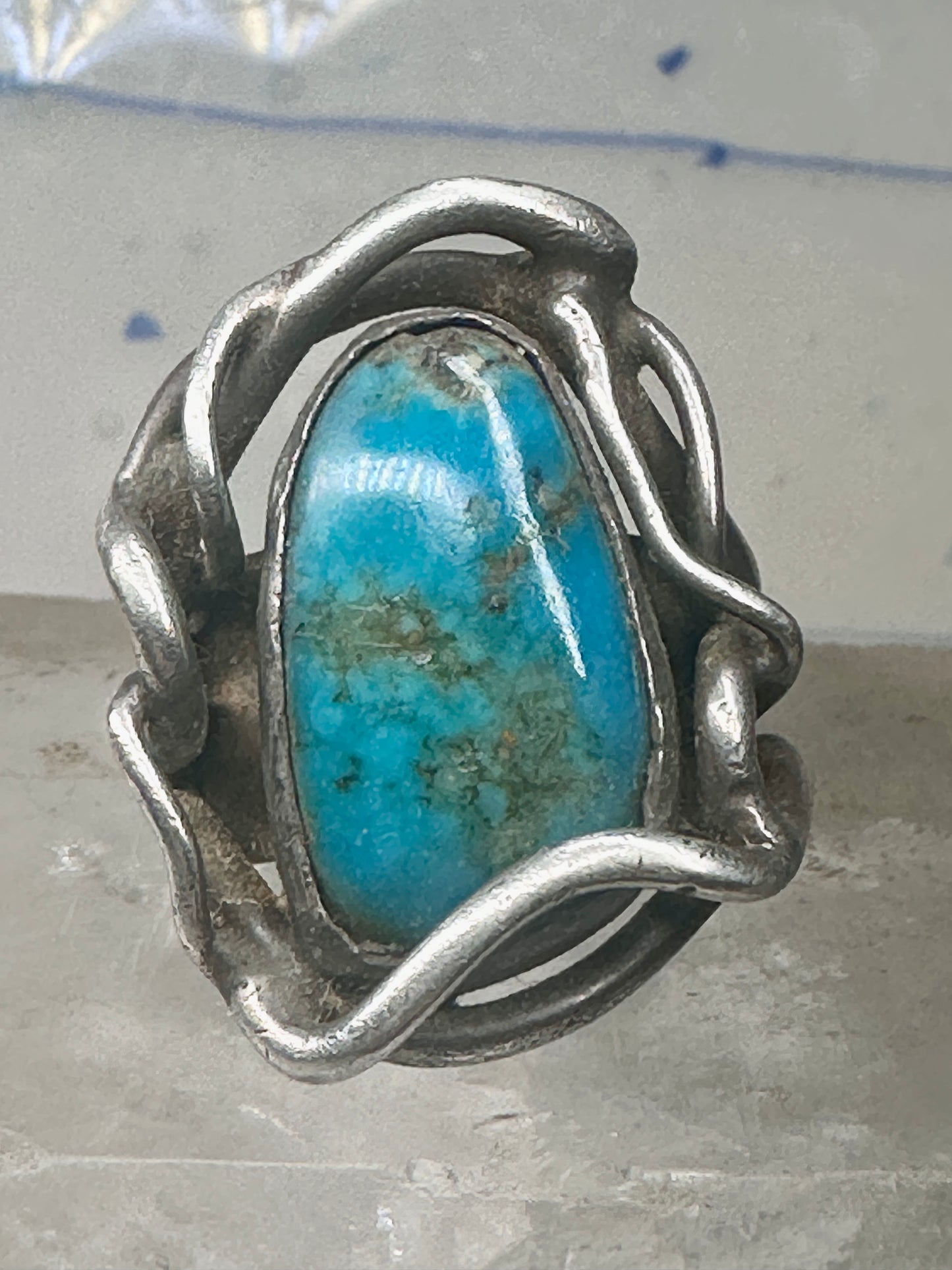 Turquoise ring size 6 turquoise brutalist southwest sterling silver sterling women