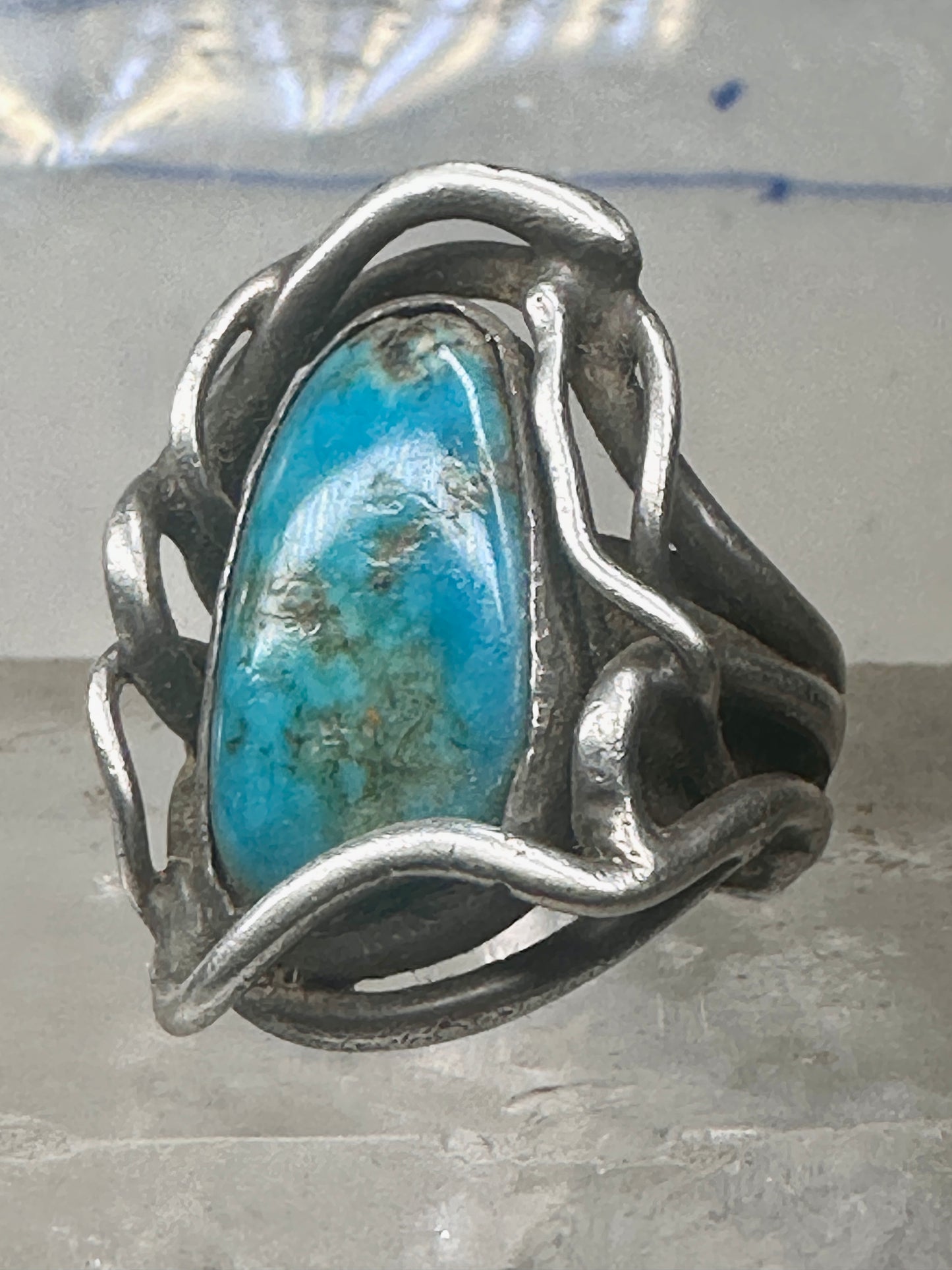 Turquoise ring size 6 turquoise brutalist southwest sterling silver sterling women