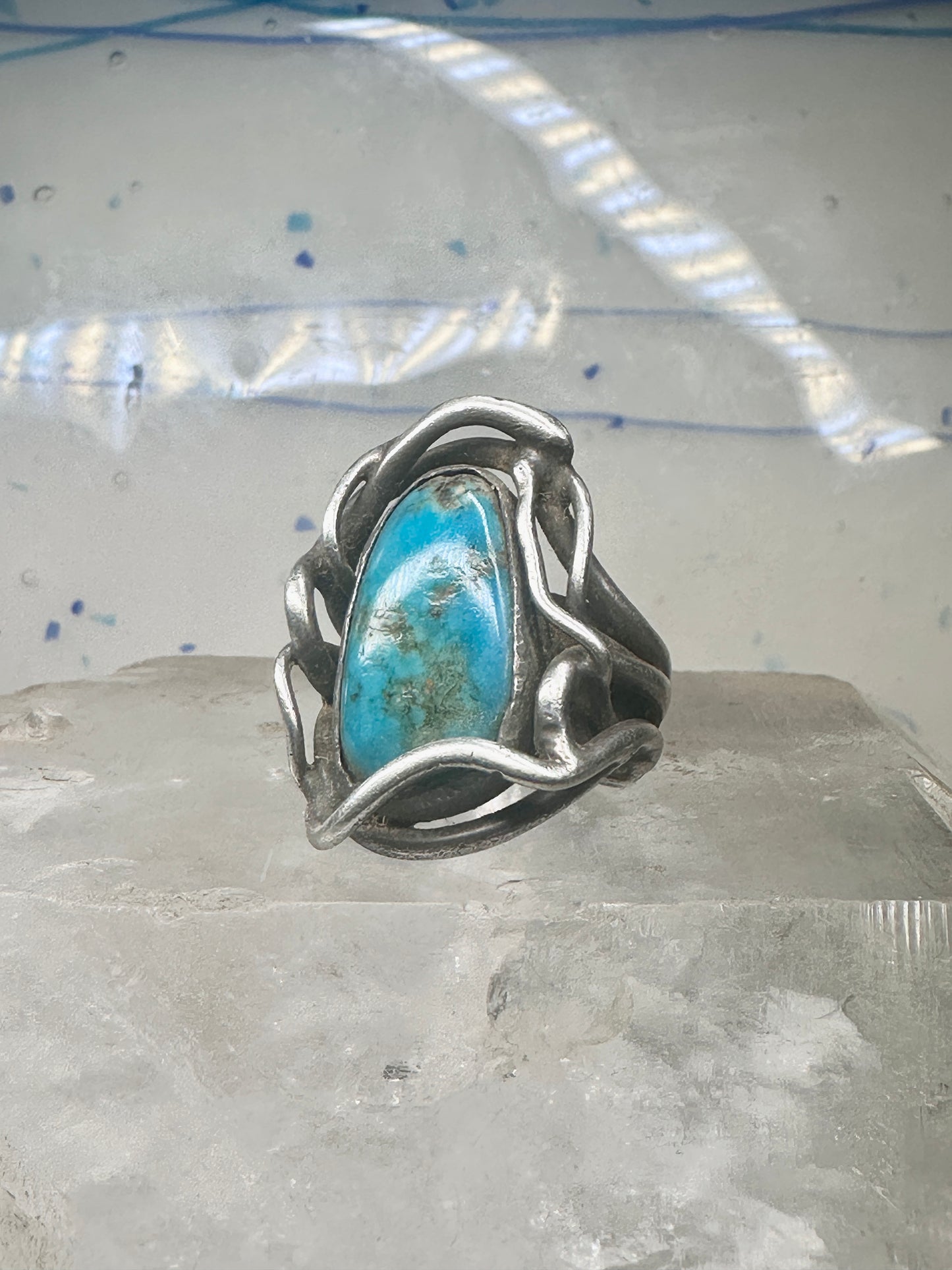 Turquoise ring size 6 turquoise brutalist southwest sterling silver sterling women