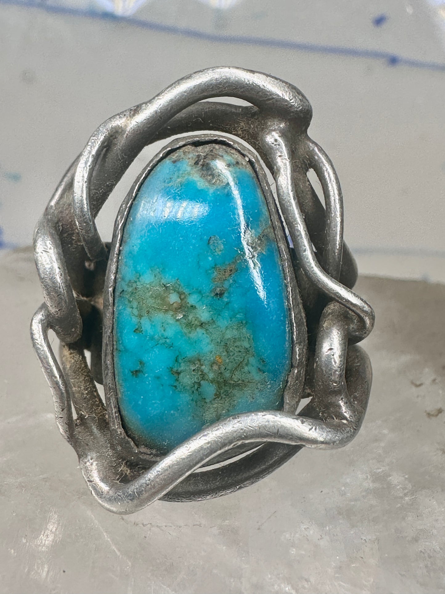 Turquoise ring size 6 turquoise brutalist southwest sterling silver sterling women