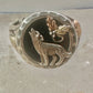 Black Hills Gold ring onyx wolf barking at moon band size 10 band sterling silver men women