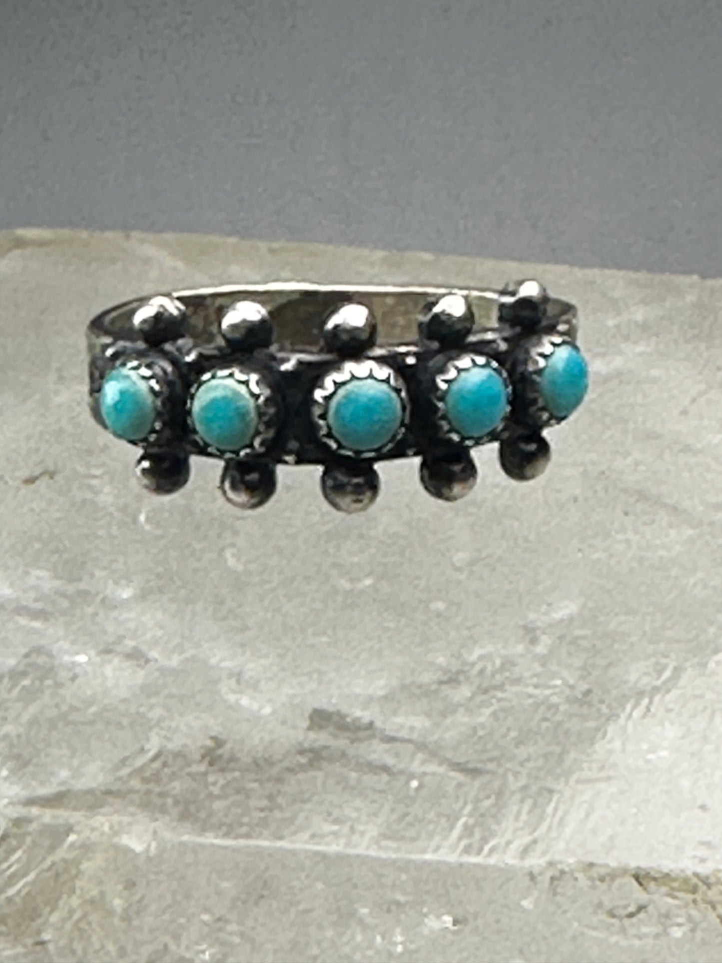 Petite Point ring Zuni Arrows Turquoise band size 5 sterling silver women girls