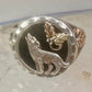 Black Hills Gold ring onyx wolf barking at moon band size 10 band sterling silver men women
