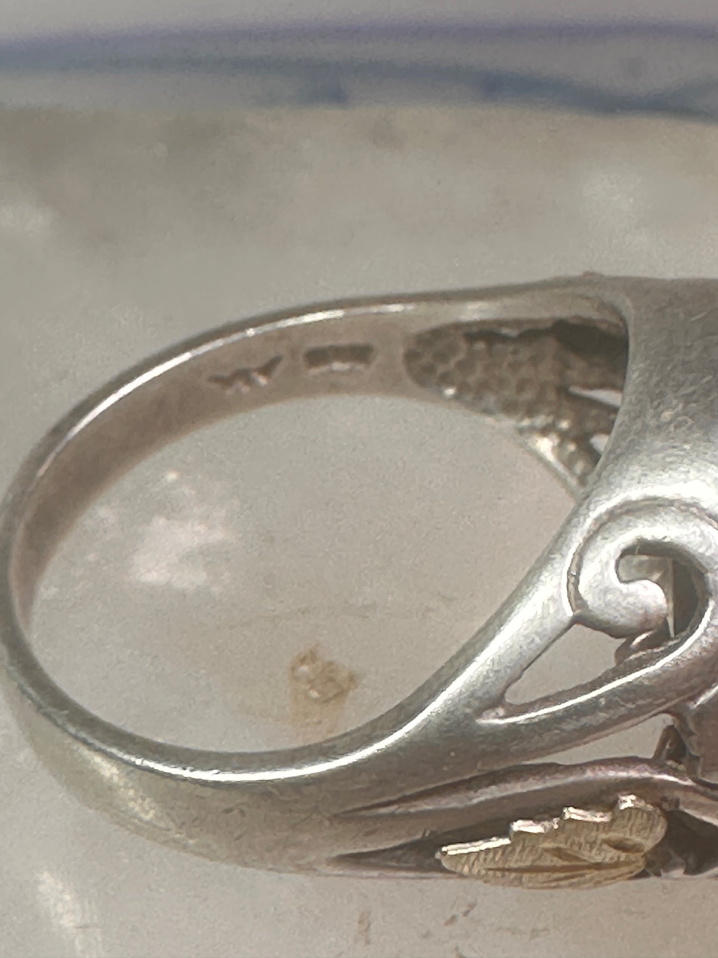 Black Hills Gold ring onyx wolf barking at moon band size 10 band sterling silver men women