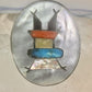 Kachina ring Navajo mop turquoise coral onyx size 7 sterling silver women