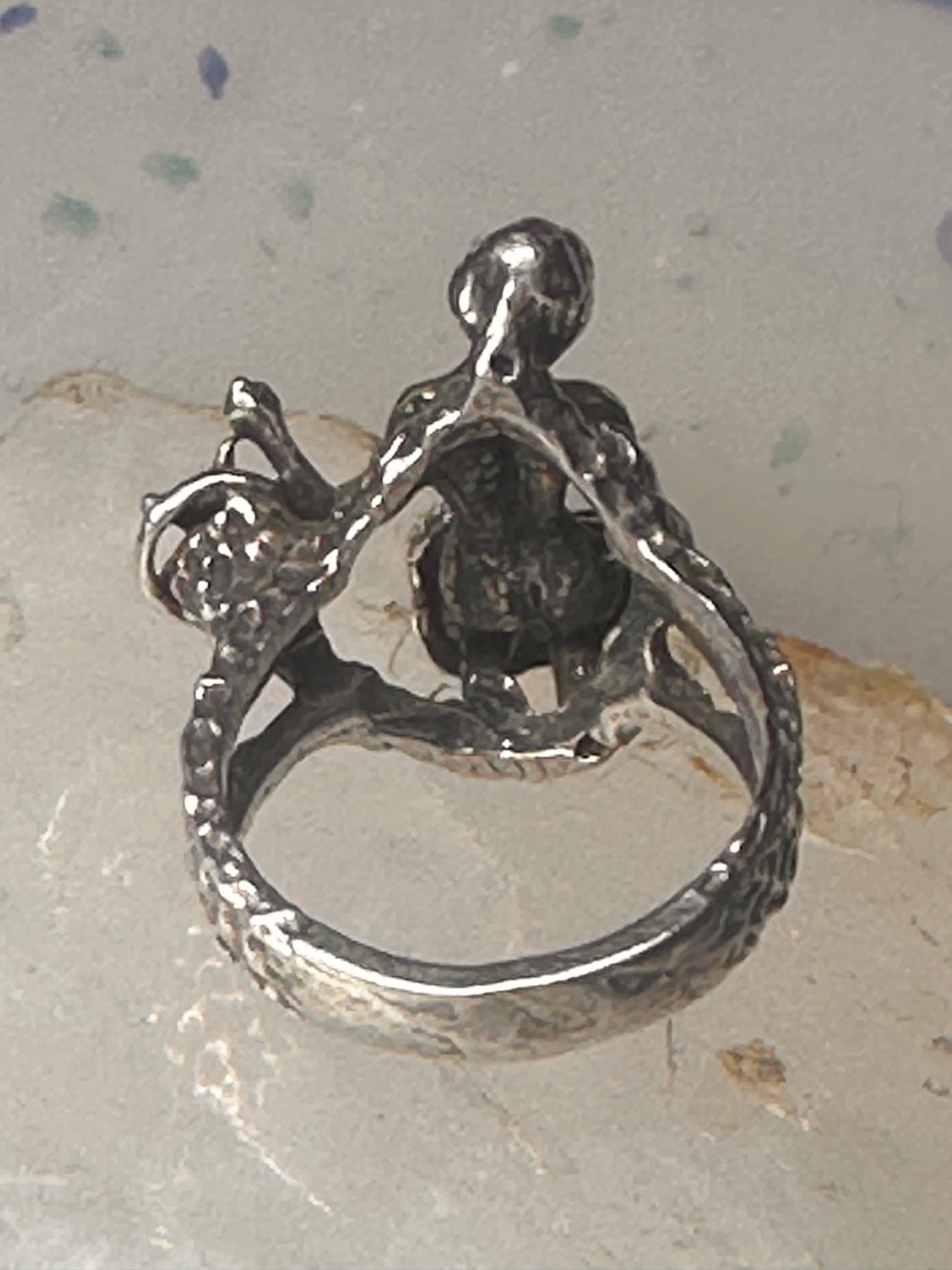 Nude Lady ring figurative lady holding size 6 star band sterling silver women