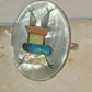 Kachina ring Navajo mop turquoise coral onyx size 7 sterling silver women