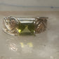 Vintage Coleman Black Hills Gold Sterling Silver 12K Gold Princess Green Quartz Ring Size 5 925