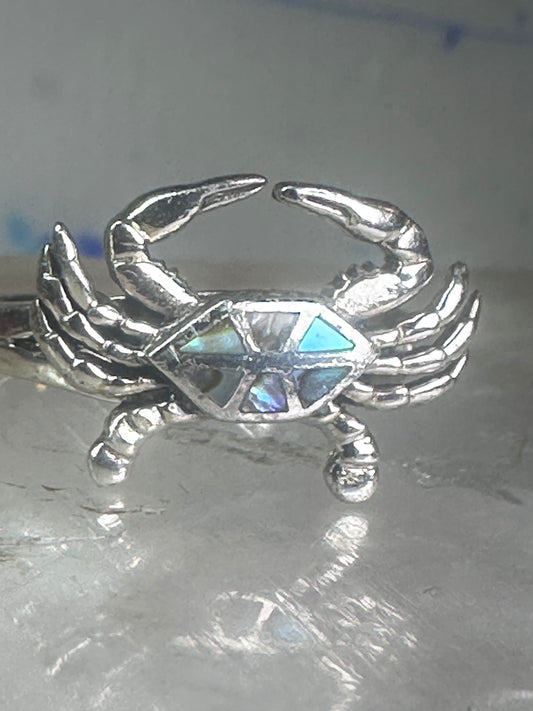 Crab ring Vintage abalone band size_5.75 sterling silver women girls