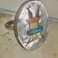 Kachina ring Navajo mop turquoise coral onyx size 7 sterling silver women
