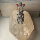 Kachina ring size 8.50 Navajo turquoise coral band sterling silver women