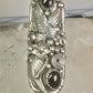 Long eagle ring onyx Navajo leaves full finger band&nbsp; size 7 sterling silver women AS IS
