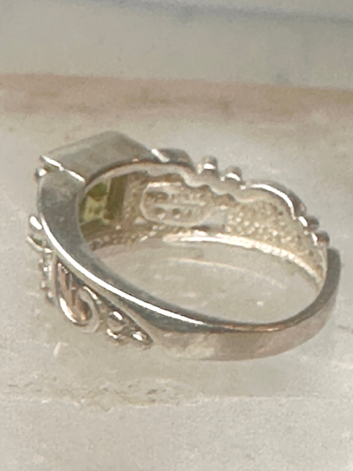 Vintage Coleman Black Hills Gold Sterling Silver 12K Gold Princess Green Quartz Ring Size 5 925