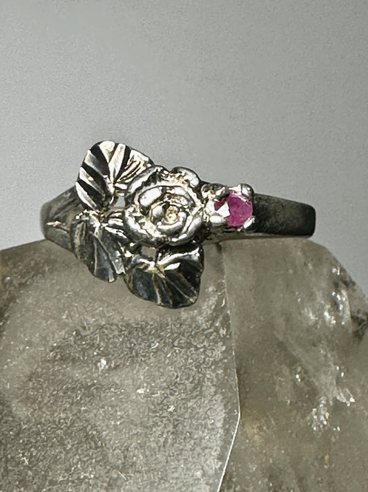 Black Hills Gold ring size 6.75 rose pink ice leaves sterling silver band women girls