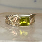 Vintage Coleman Black Hills Gold Sterling Silver 12K Gold Princess Green Quartz Ring Size 5 925