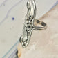 Long eagle ring onyx Navajo leaves full finger band&nbsp; size 7 sterling silver women AS IS