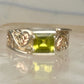 Vintage Coleman Black Hills Gold Sterling Silver 12K Gold Princess Green Quartz Ring Size 5 925