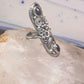 Long eagle ring onyx Navajo leaves full finger band&nbsp; size 7 sterling silver women AS IS