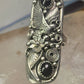 Long eagle ring onyx Navajo leaves full finger band&nbsp; size 7 sterling silver women AS IS