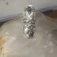 Long eagle ring onyx Navajo leaves full finger band&nbsp; size 7 sterling silver women AS IS
