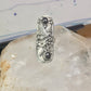 Long eagle ring onyx Navajo leaves full finger band&nbsp; size 7 sterling silver women AS IS