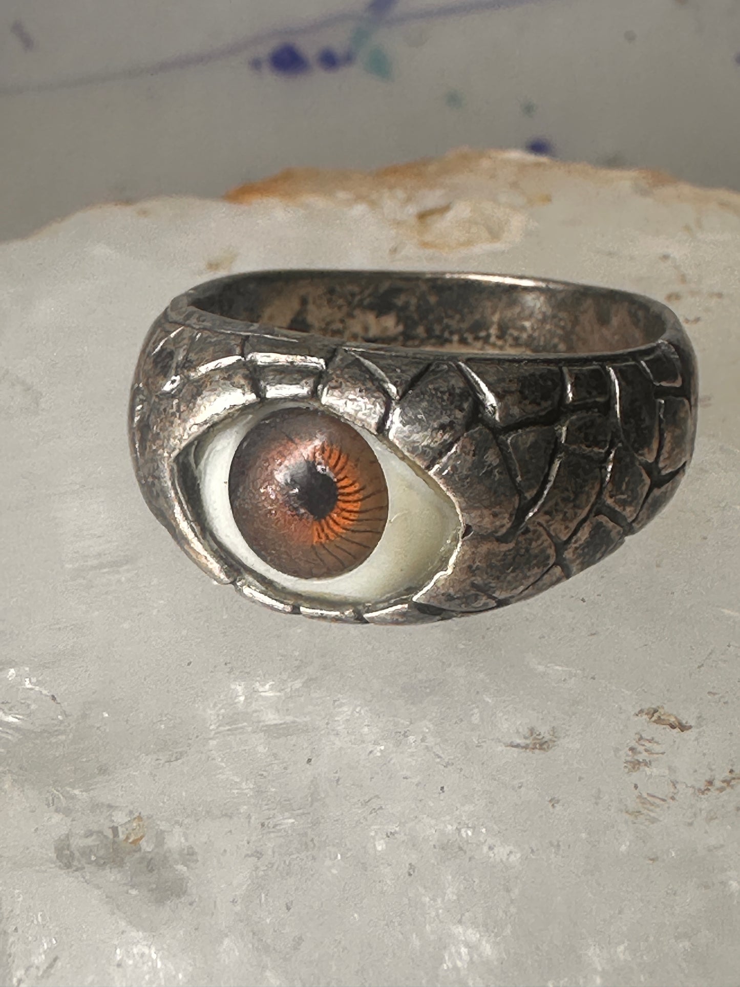 Vintage Eye ring size 11.50 snake surface design band sterling silver women men