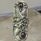 Long eagle ring onyx Navajo leaves full finger band&nbsp; size 7 sterling silver women AS IS