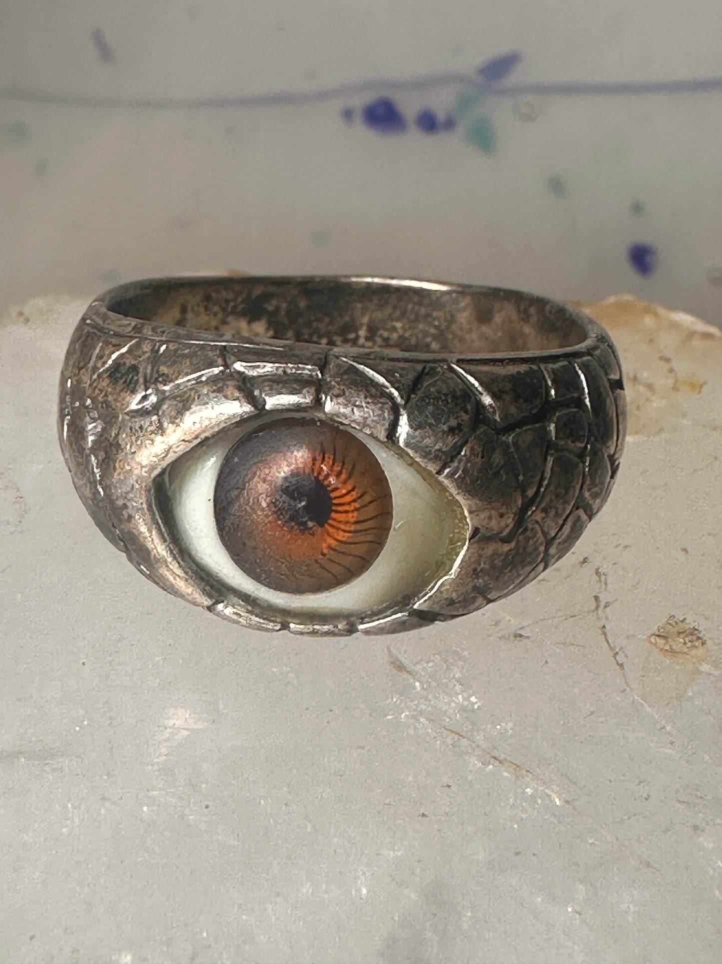 Vintage Eye ring size 11.50 snake surface design band sterling silver women men
