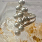Long bubble bead ring boho full finger band size 7.50 sterling silver women