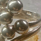 Long bubble bead ring boho full finger band size 7.50 sterling silver women