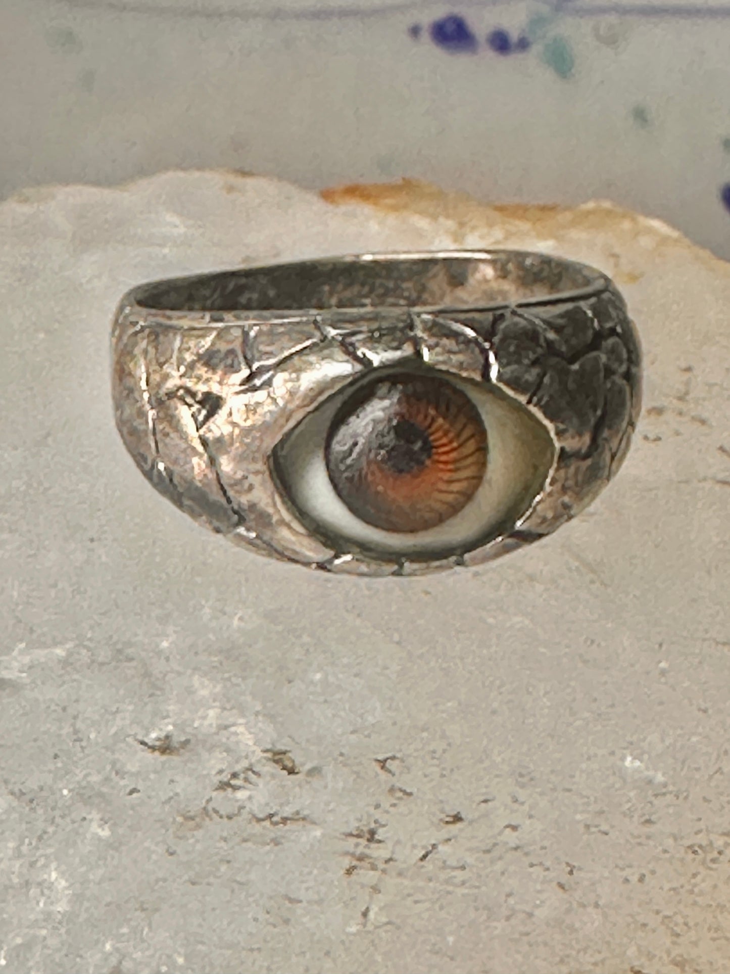Vintage Eye ring size 11.50 snake surface design band sterling silver women men